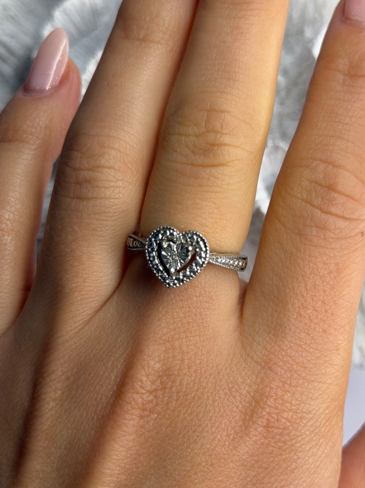 925 Sterling Silver Heart Ring Size 7.5