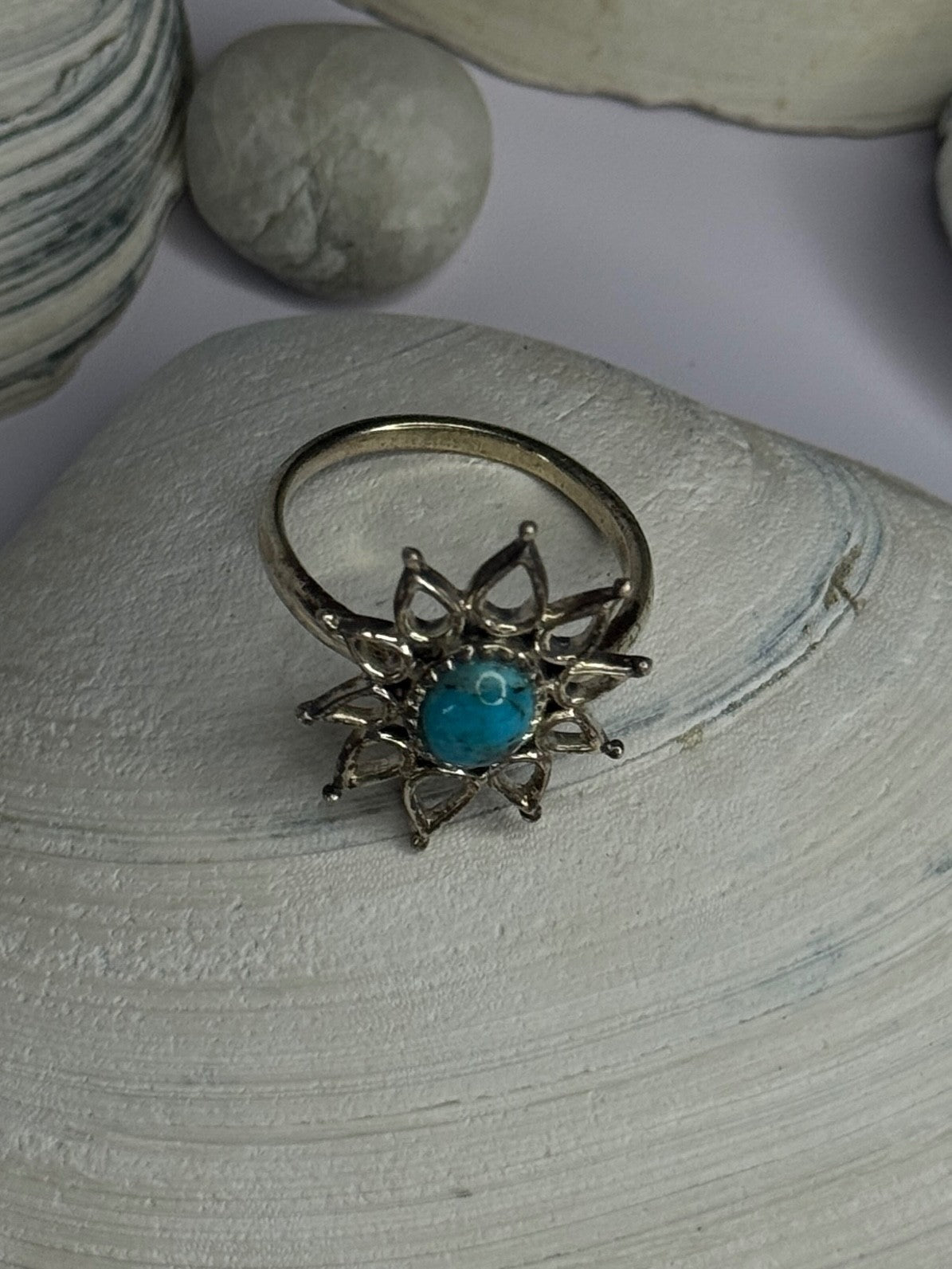 925 Sterling Silver Turquoise Ring Size 8