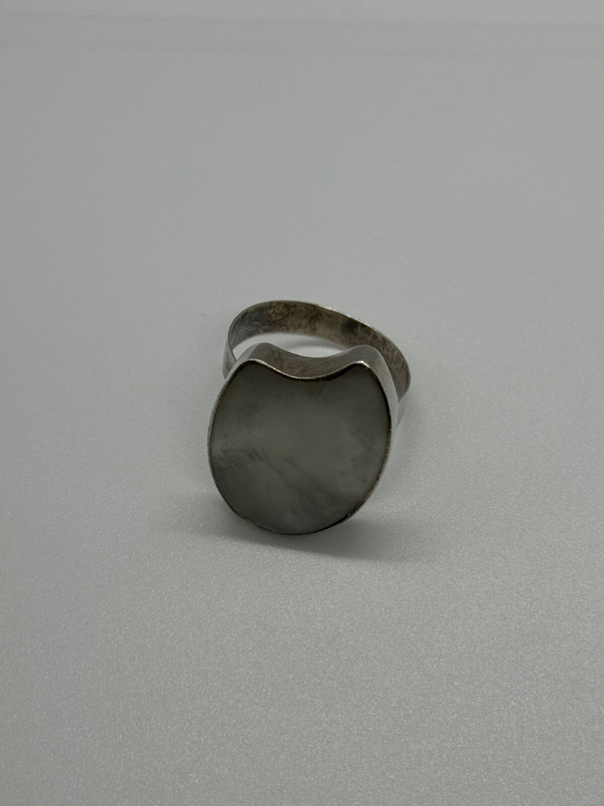925 Sterling Silver Abalone Shell Ring Size 12