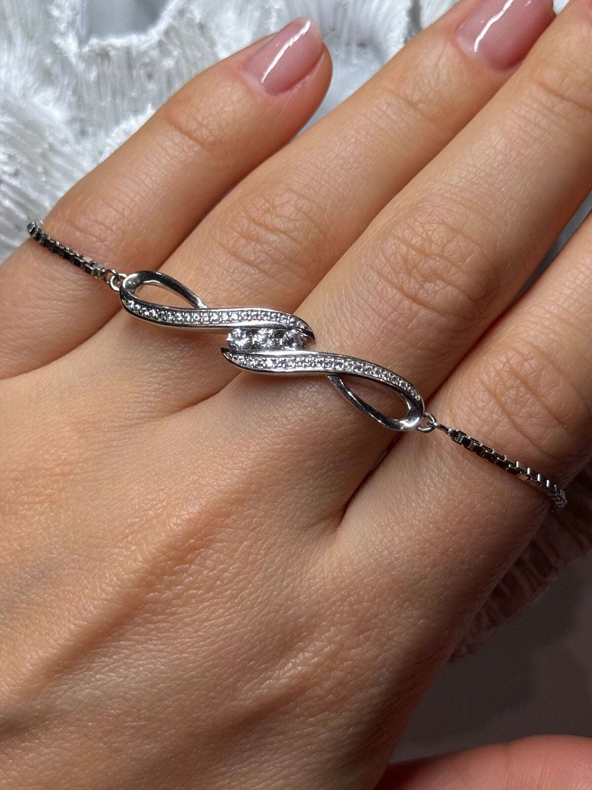 925 Sterling Silver CZ Bracelet Slider