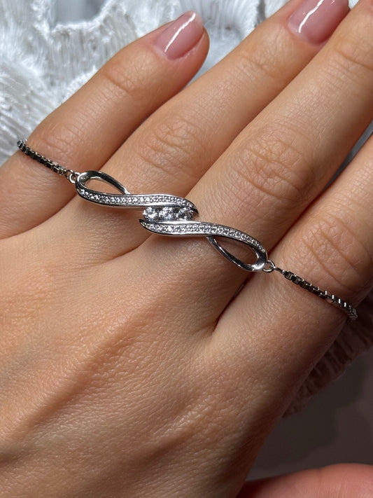 925 Sterling Silver CZ Bracelet Slider
