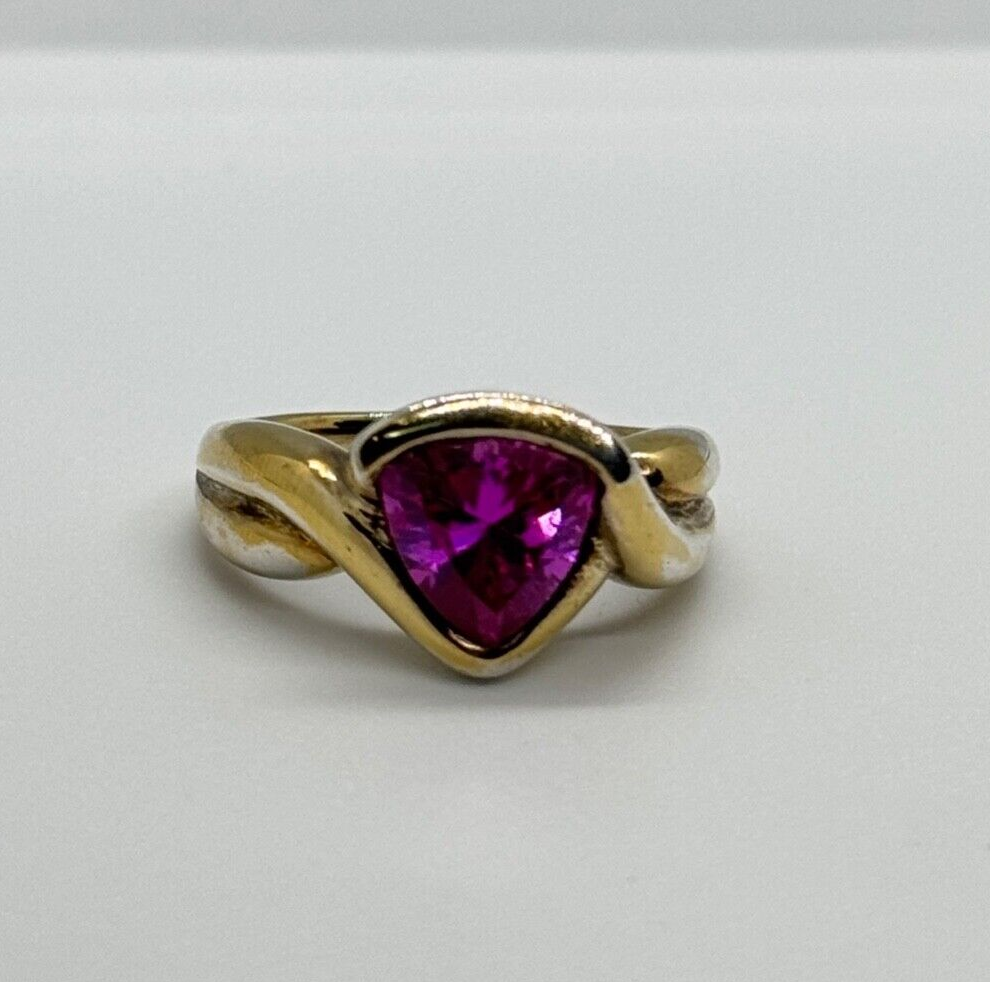 925 Sterling Silver Pink Topaz Ring Size 9