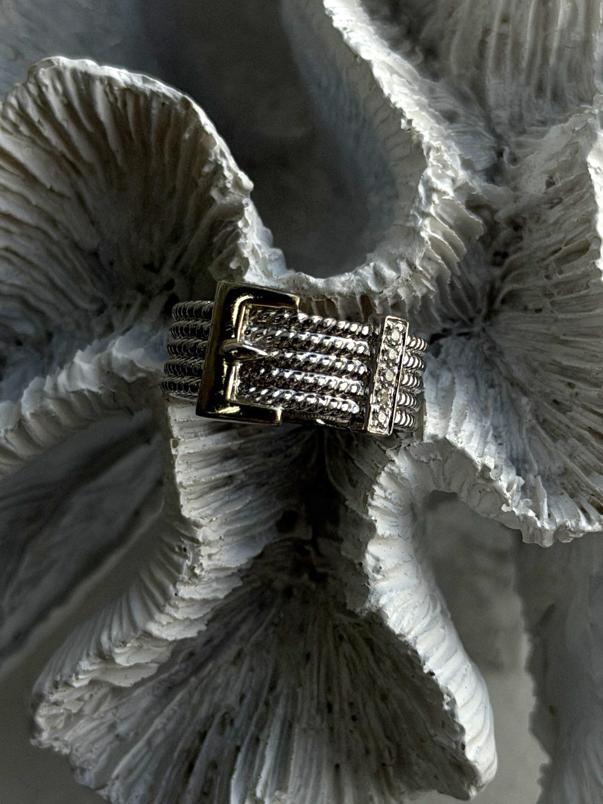 925 Sterling Silver Gold Plated Part Cz Ring Size 9