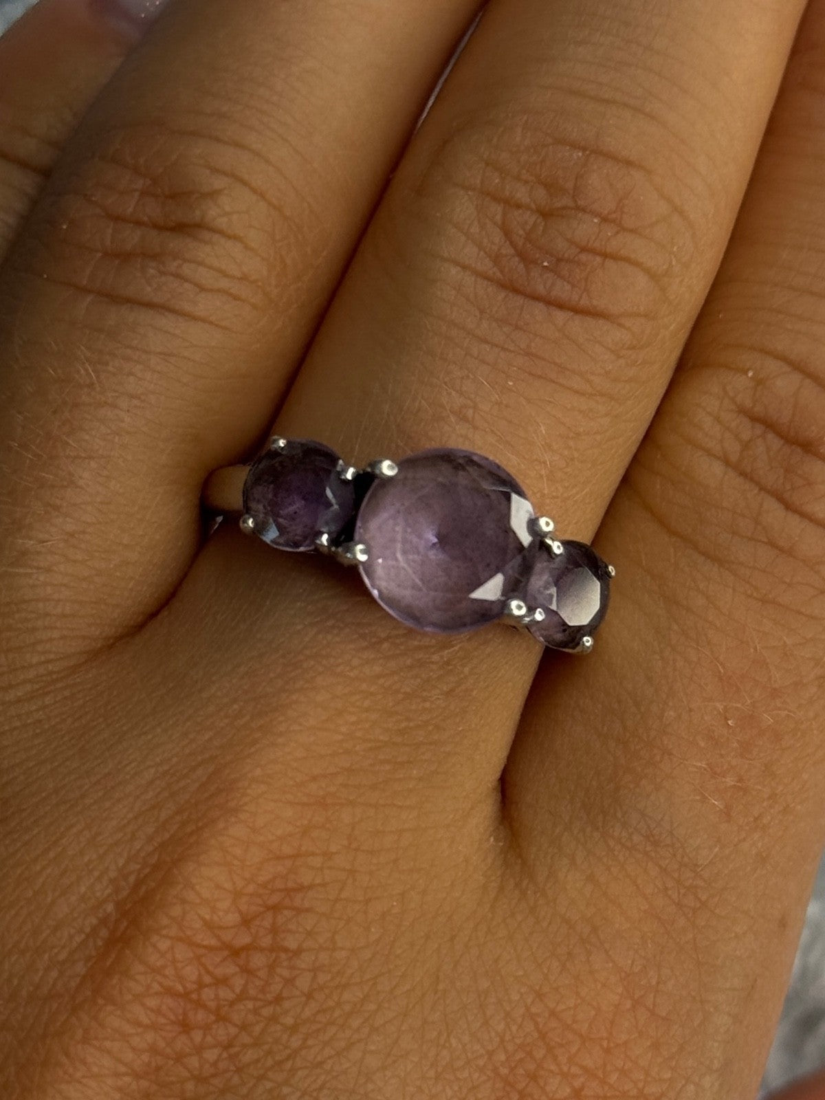 925 Sterling Silver Beautiful Amethyst Ring Size 10