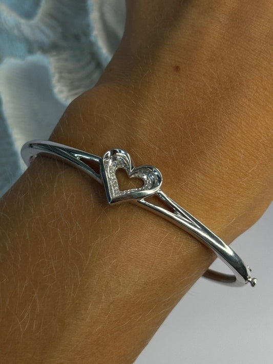 925 Sterling Silver NDI Diamond Heart Bracelet