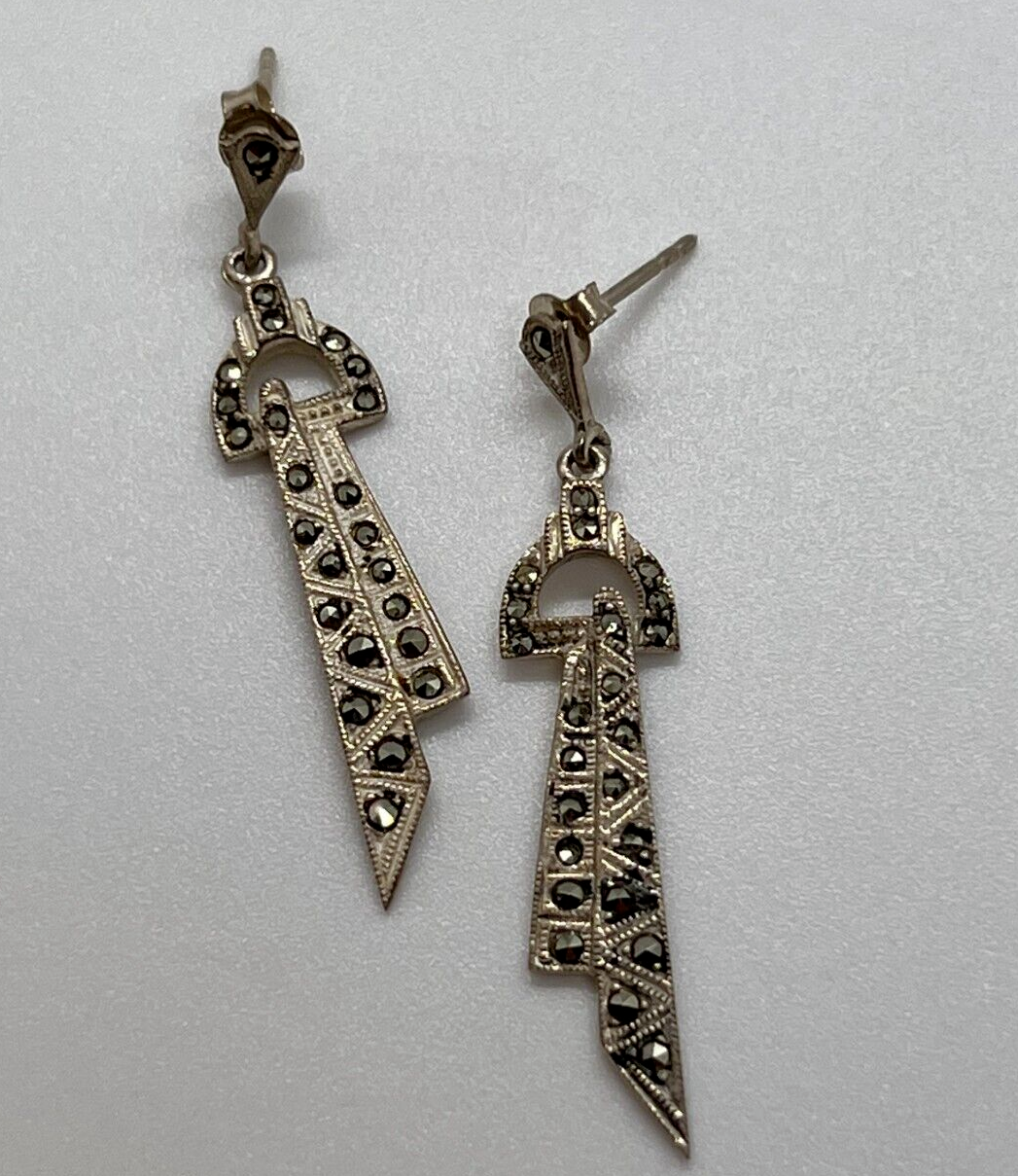 Vintage 925 Sterling Silver & Marcasites Earrings
