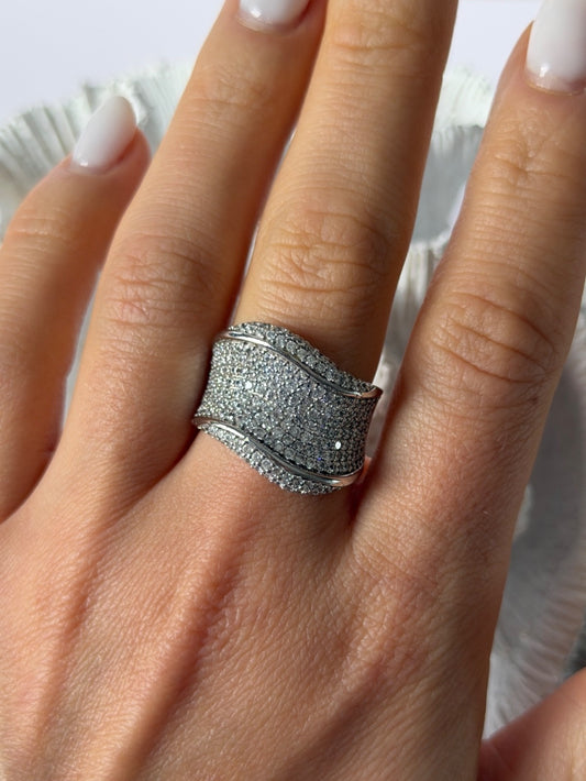 Elegant Design 925 Sterling Silver Cz Ring Size 8