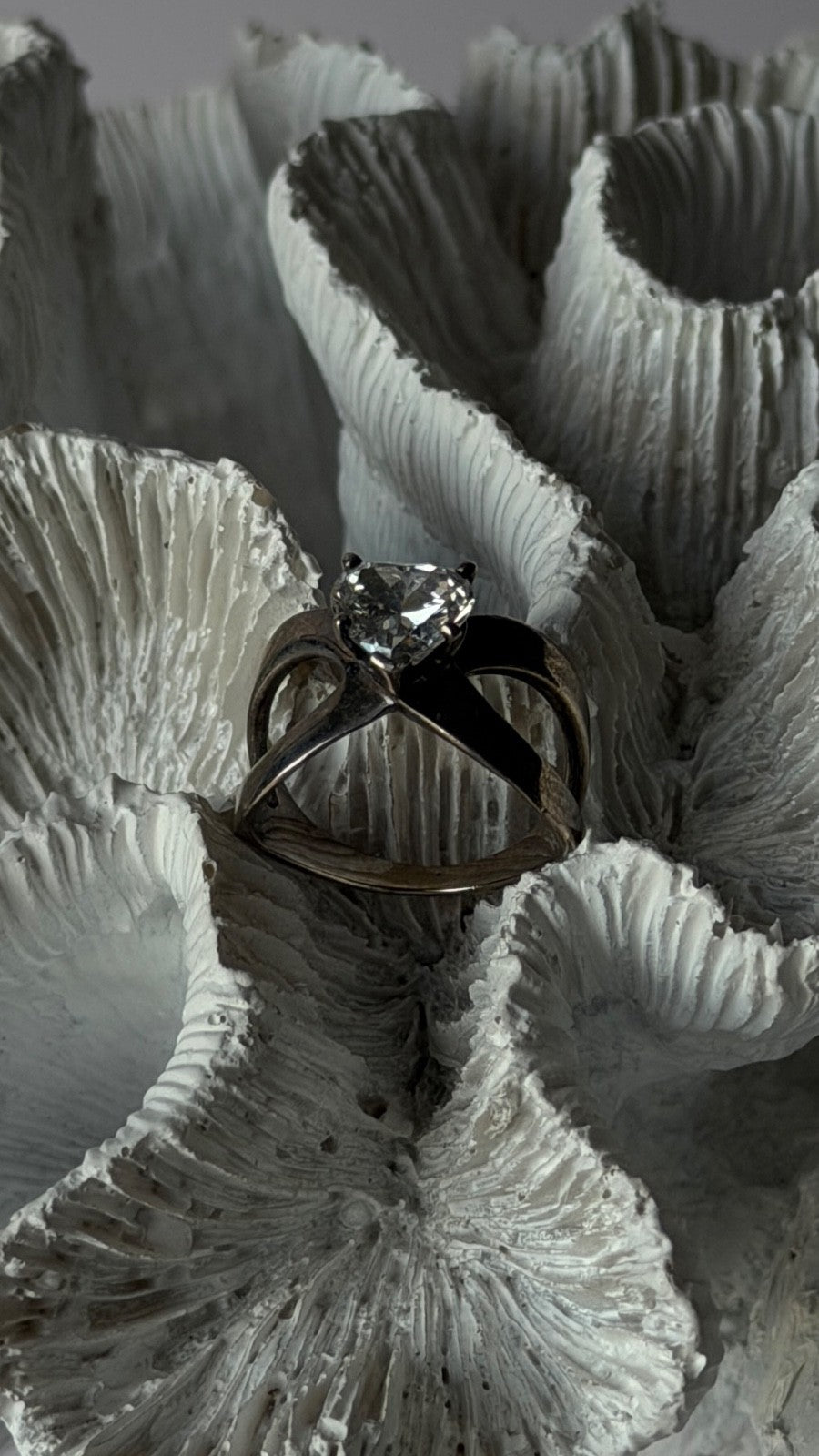 925 Sterling Silver Cz Heart Ring Size 7