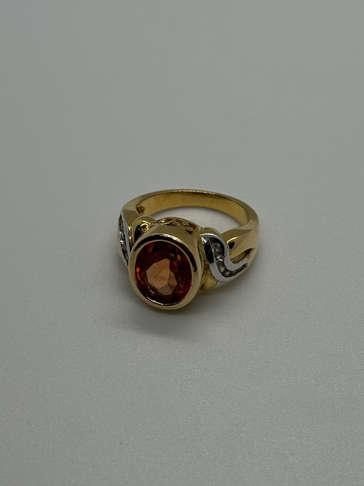 925 Sterling Silver Gold Plated CZ Ring Size 6