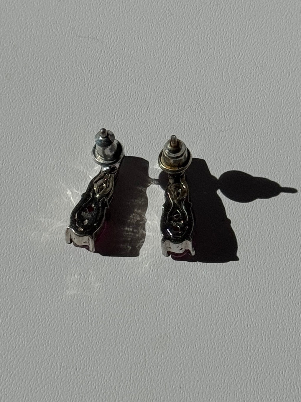 925 Sterling Silver Ruby & Beryl Earrings