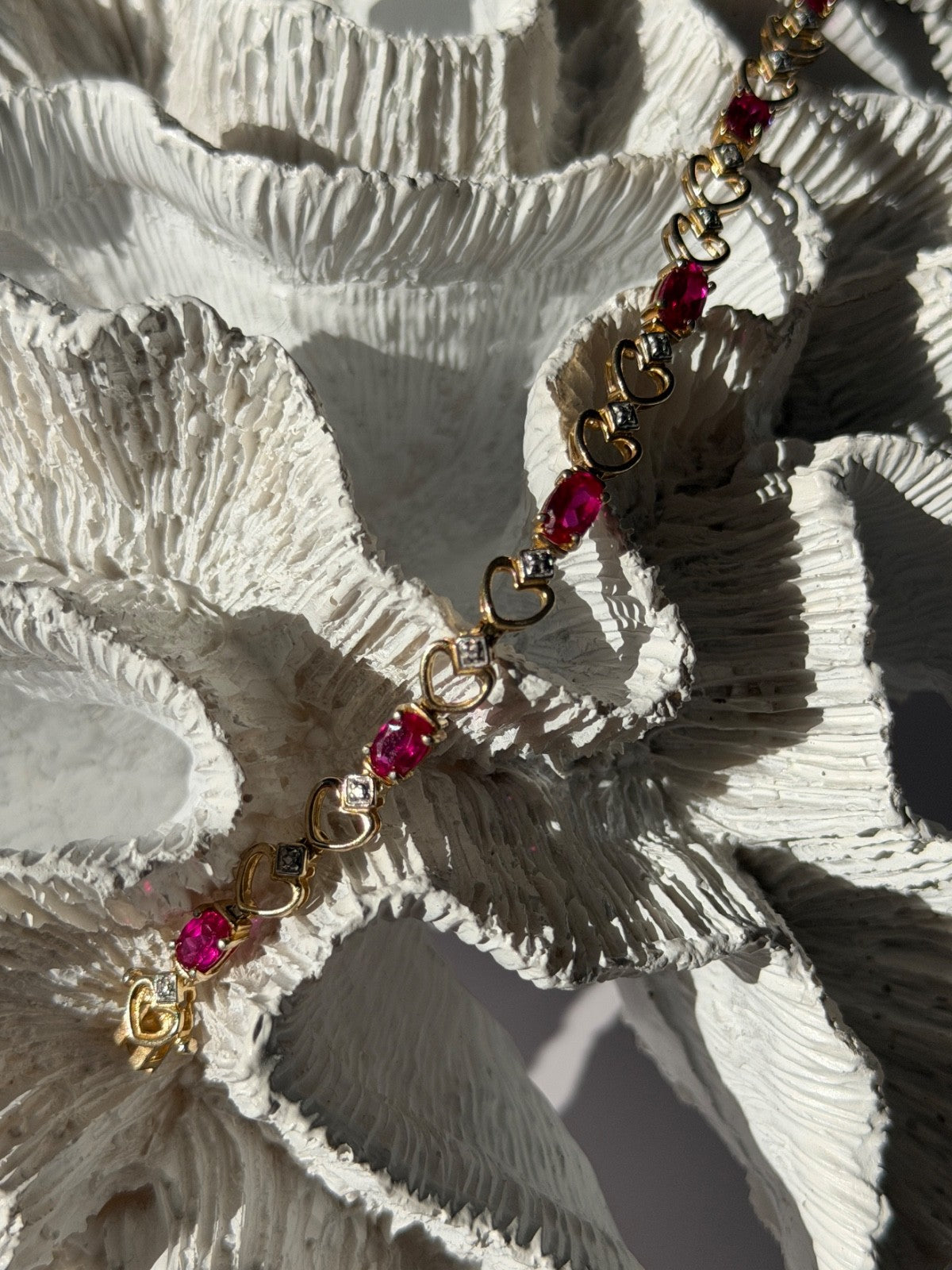 925 Sterling Silver Gold Plated Pink Topaz Bracelet