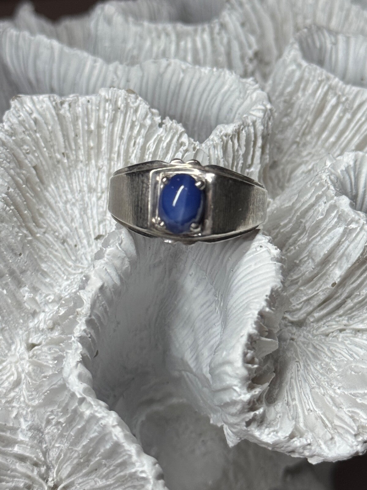 Men'S 925 Sterling Silver Star Sapphire Ring Size 10