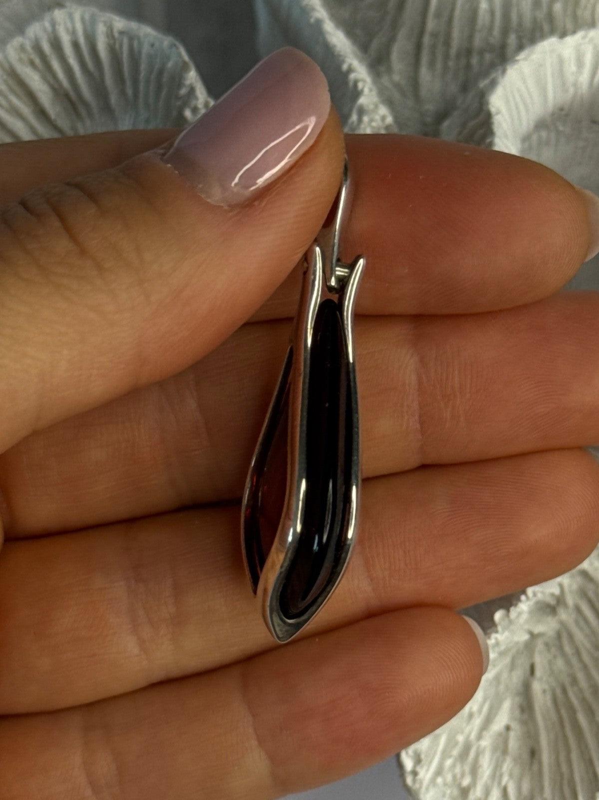 925 Sterling Silver Pyrope Garnet Pendant Length 1.90 Inch