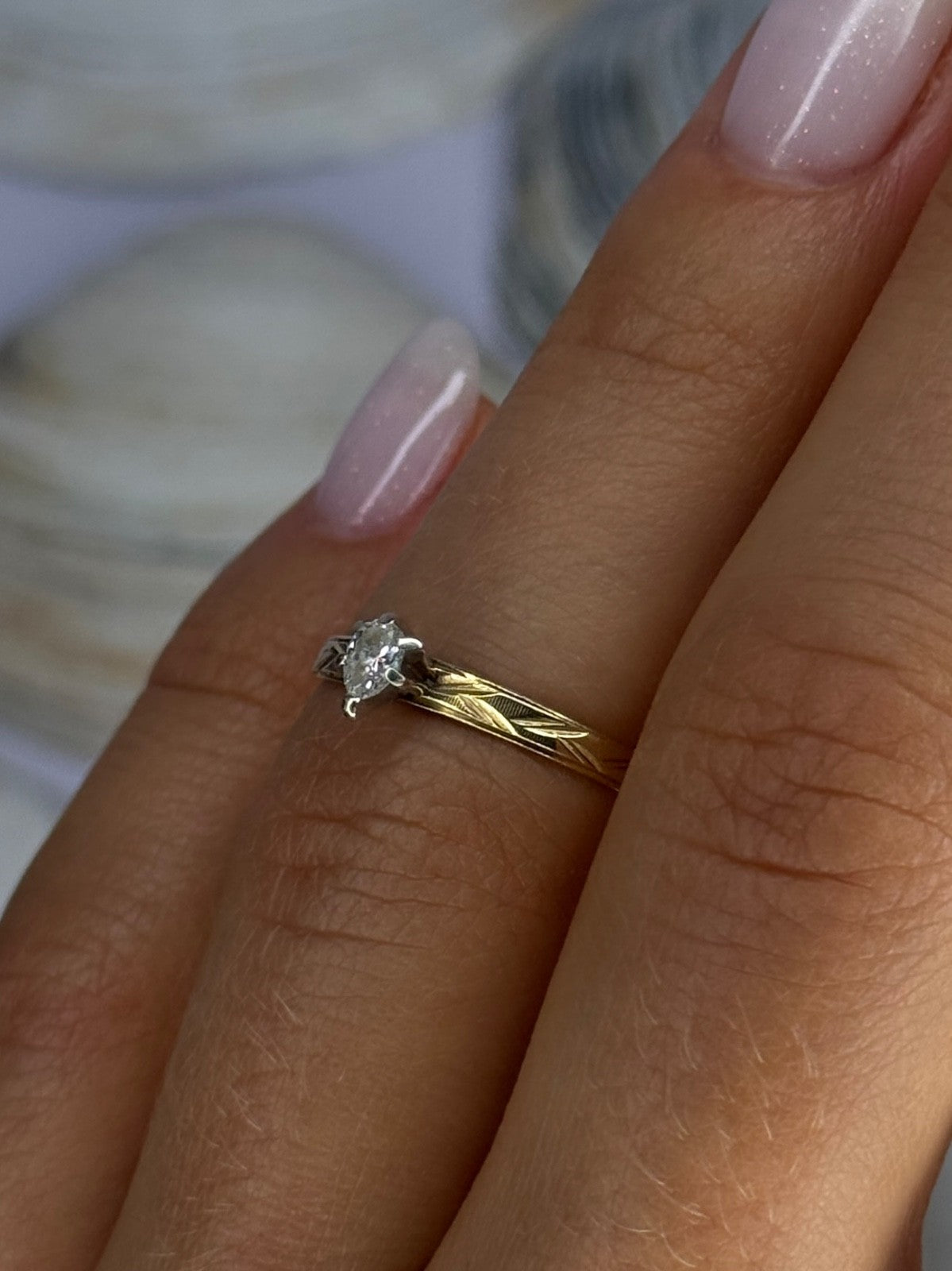 14K P HKS Yellow Gold Diamond 0.10 Carat Ring Size 6