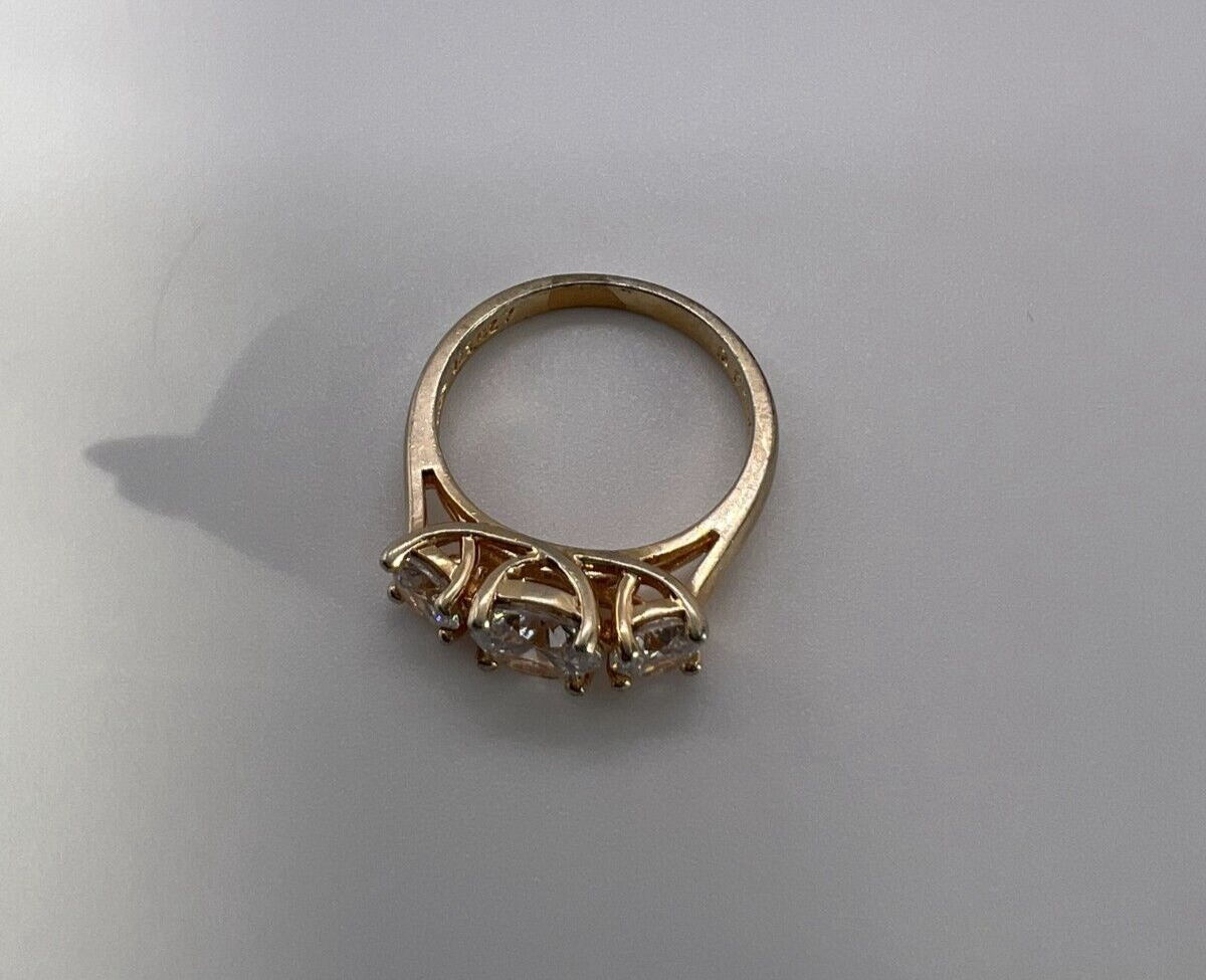 925 Sterling Silver Gold Plated CZ Ring - Size 6 Elegant Jewelry