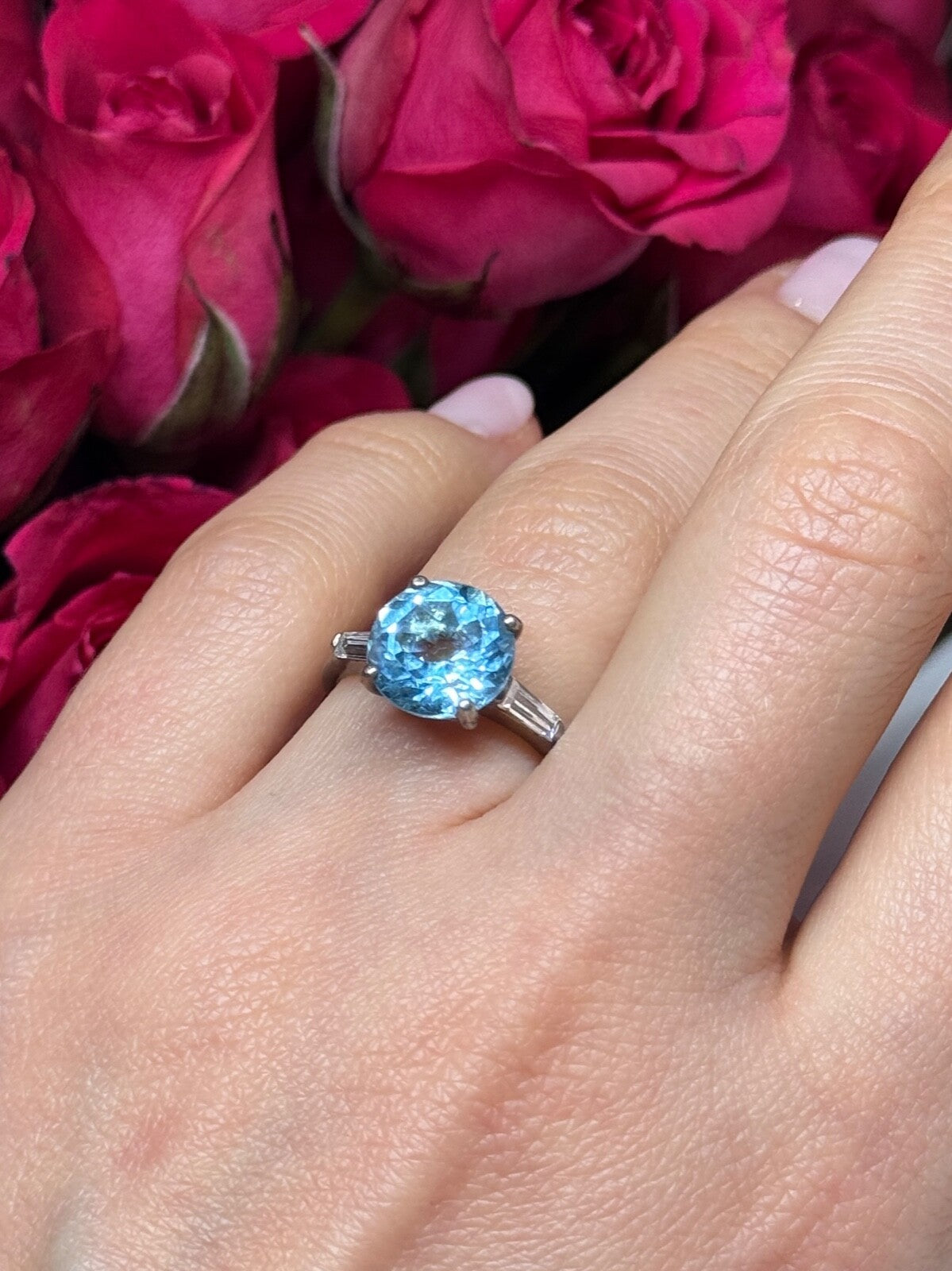 925 Sterling Silver Topaz & Beryl Ring Size 6