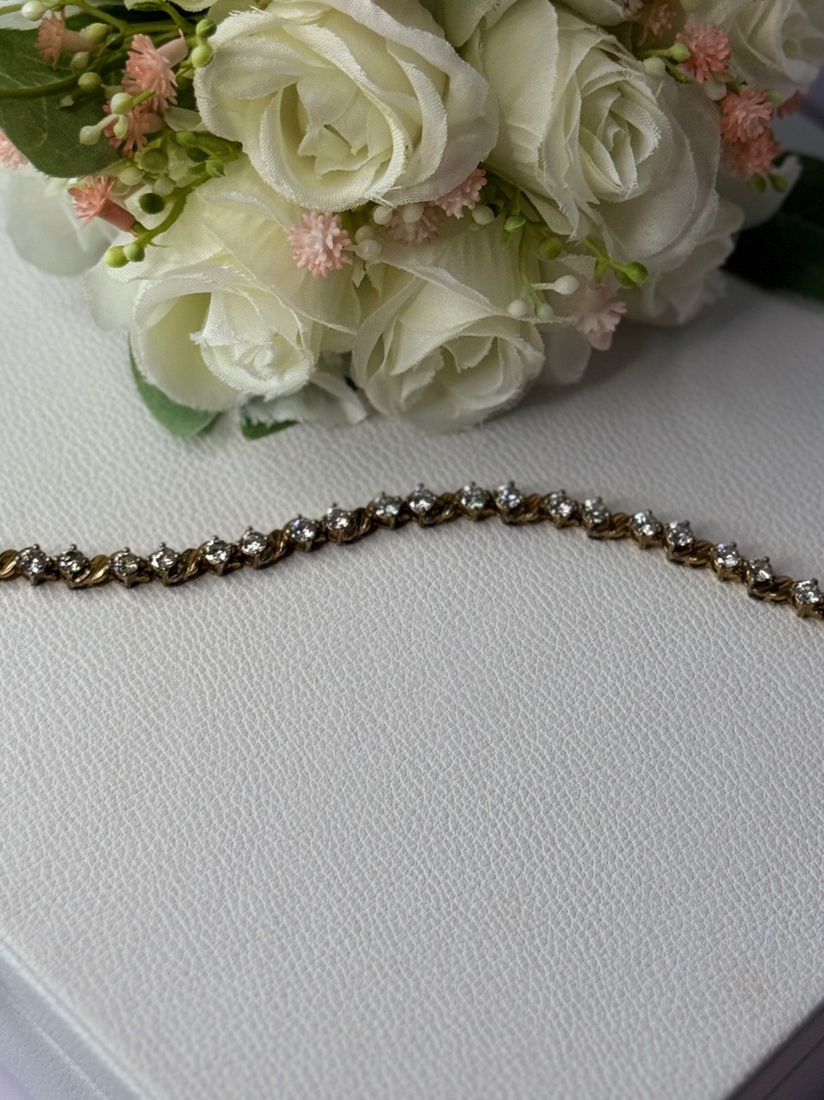925 Sterling Silver Gold Plated CZ Bracelet Length 7.5 Inch