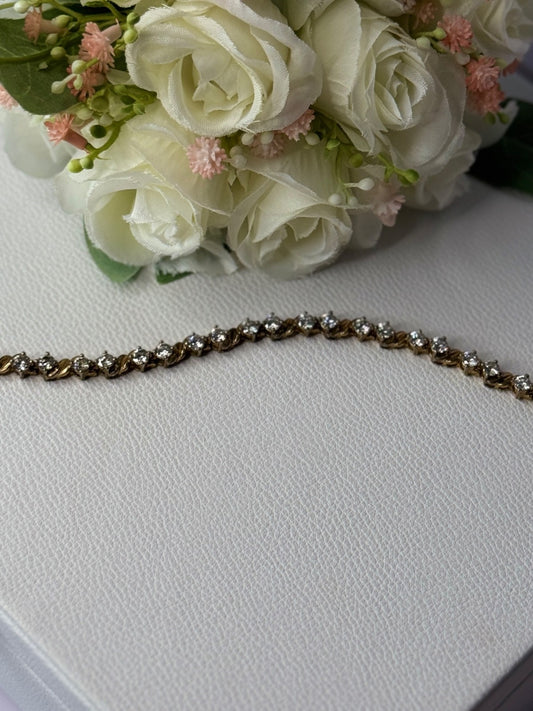 925 Sterling Silver Gold Plated CZ Bracelet Length 7.5 Inch