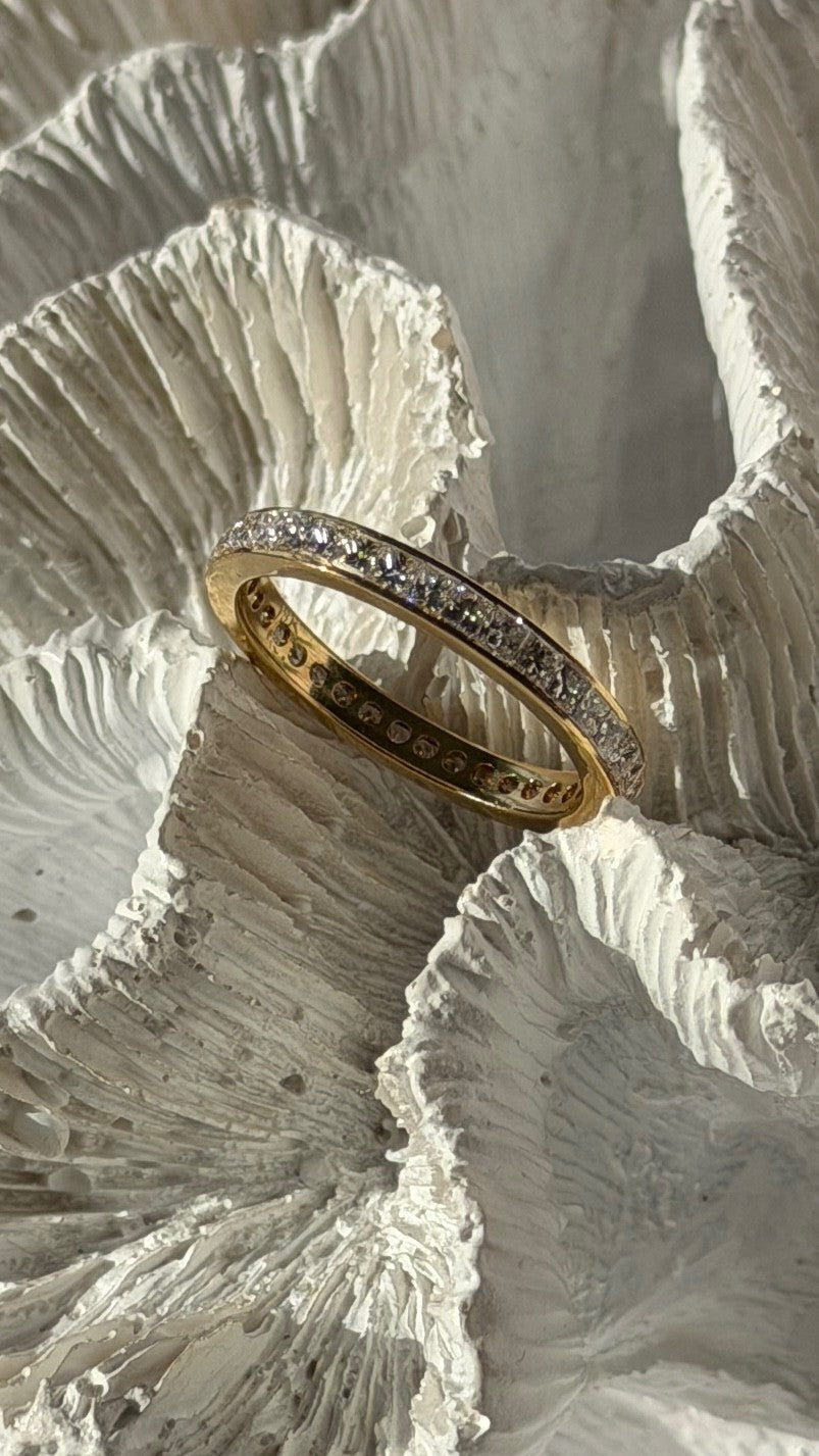 18K Yellow Gold Diamond 1.50 ct Band Ring Size 9.5