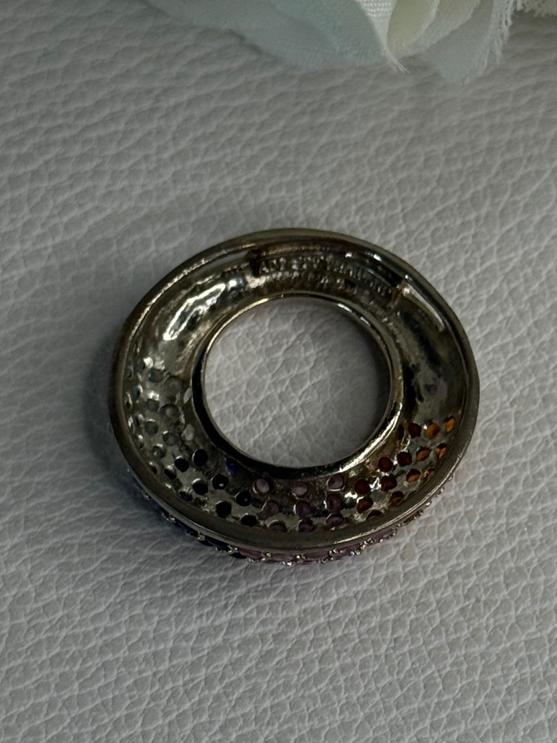 925 Sterling Silver Multi Color Spinel Round Pendant Length 1 Inch