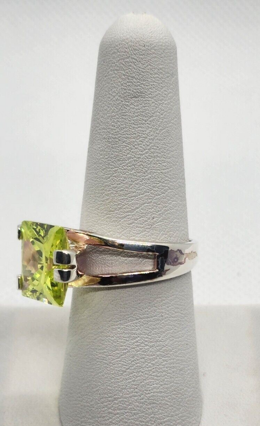 925 Sterling Silver Chrysoprase Ring Size 8