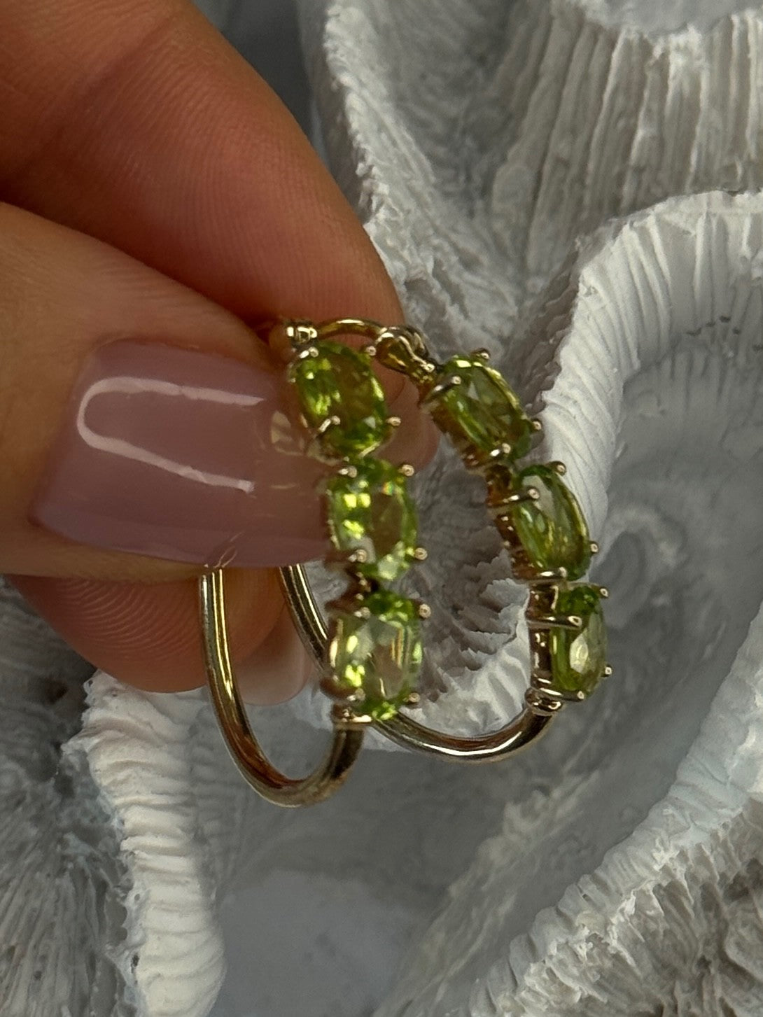 925 Sterling Silver Gold Plated Peridot Earrings Length 1.10 Inch