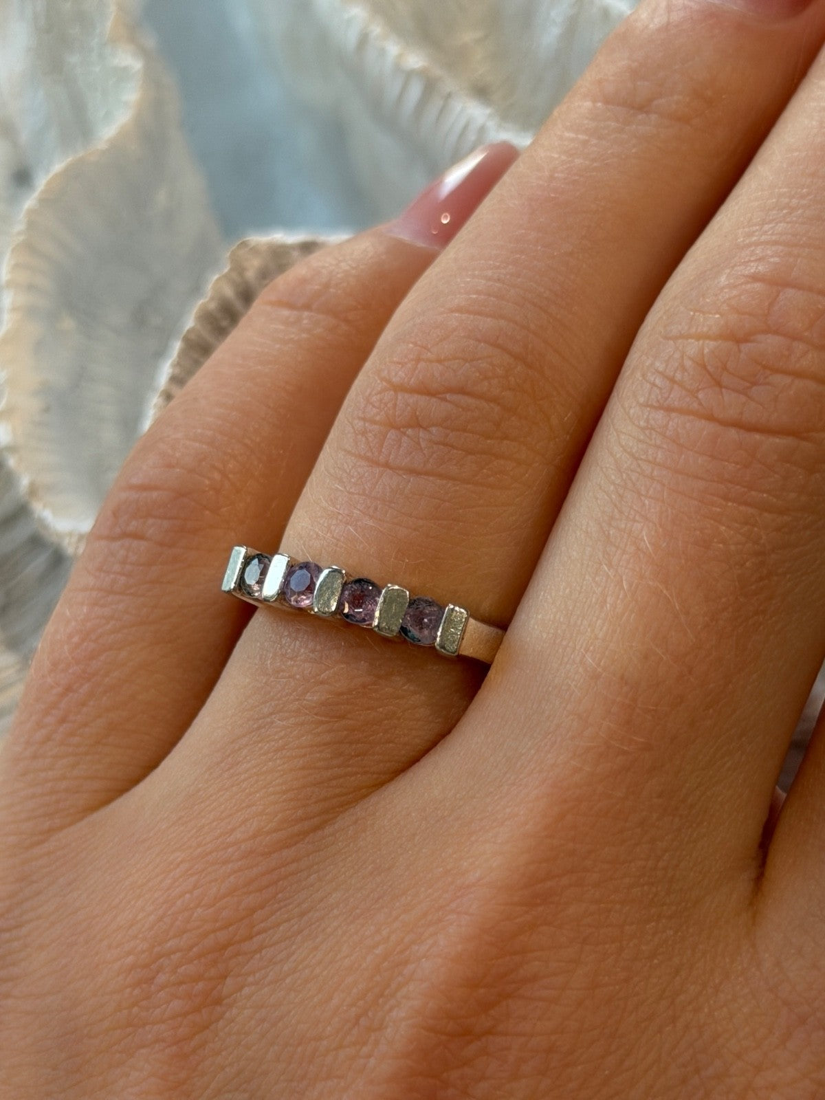 925 Sterling Silver Amethyst Ring Size 7
