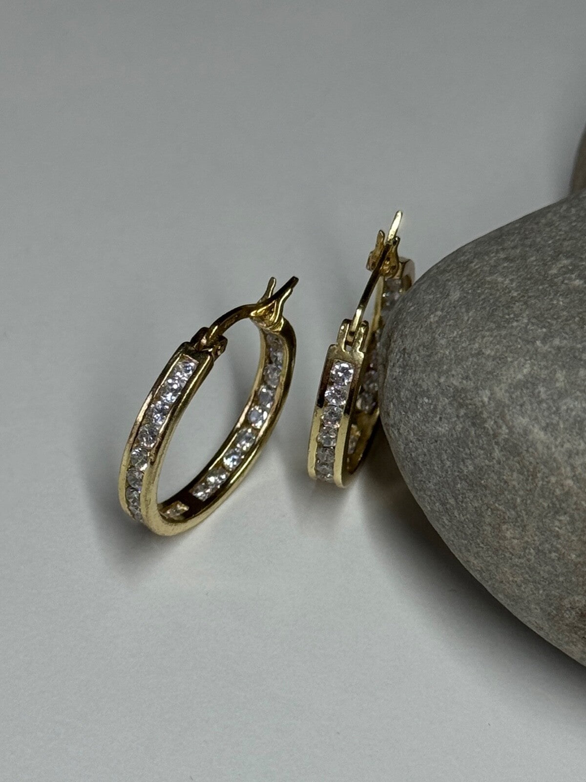 925 Sterling Silver Gold Plated CZ Earrings Length 21.5 Mm