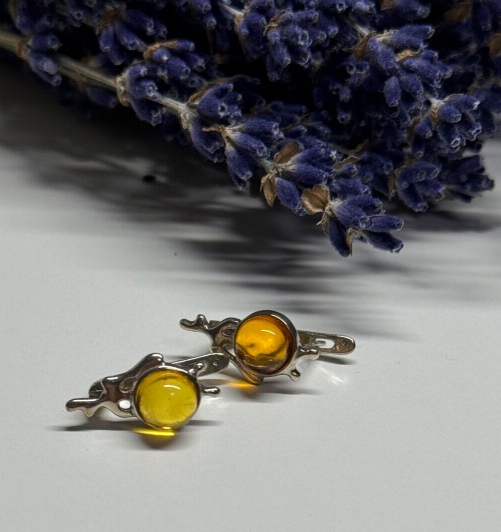 925 STERLING SILVER  AMBER EARRINGS