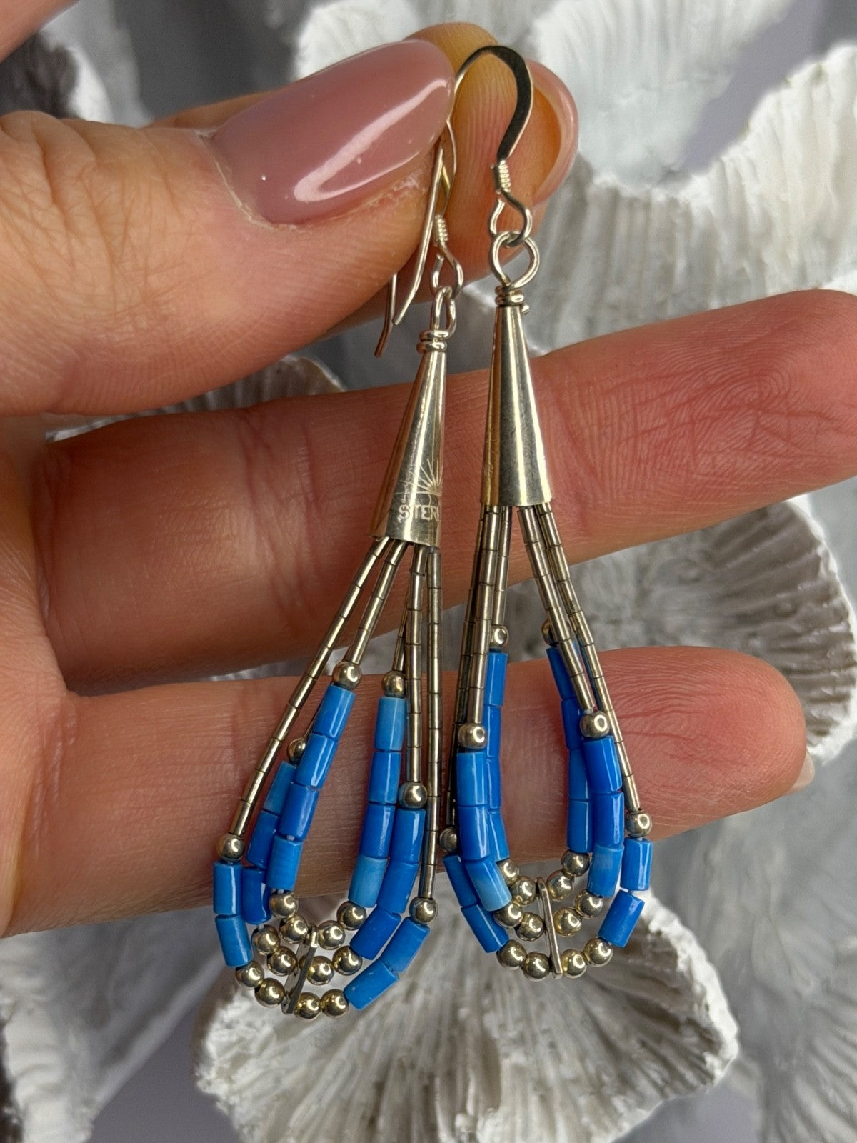 Native American 925 Sterling Silver Blue Lapis Earrings