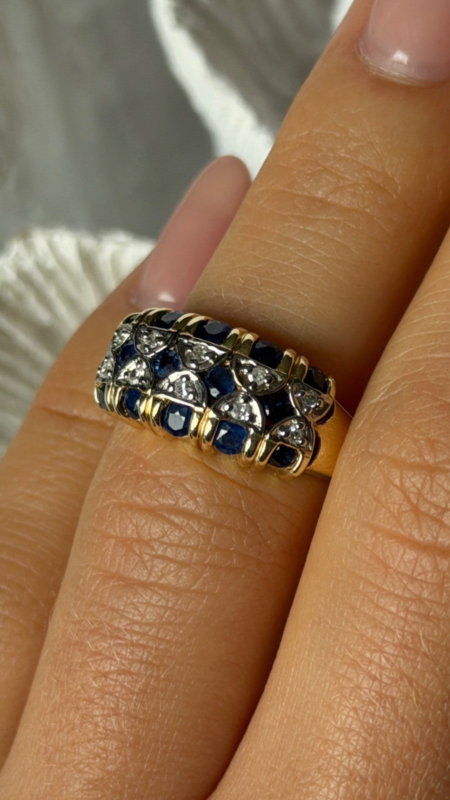 14K Yellow Gold Sapphire 0.84 ct & Diamond 0.15 ct Ring Size 5