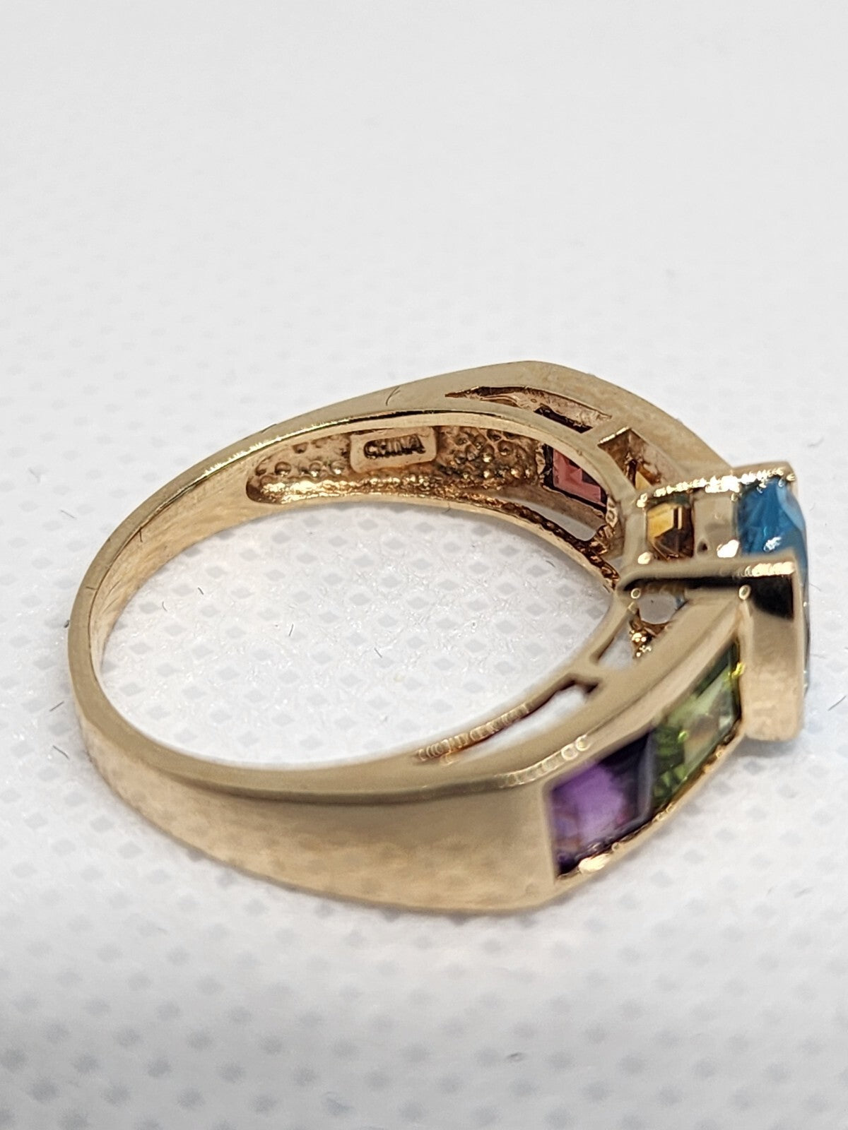 10K Yellow Gold Topaz, Amethyst, Peridot, Citrine & Garnet Ring Size 5