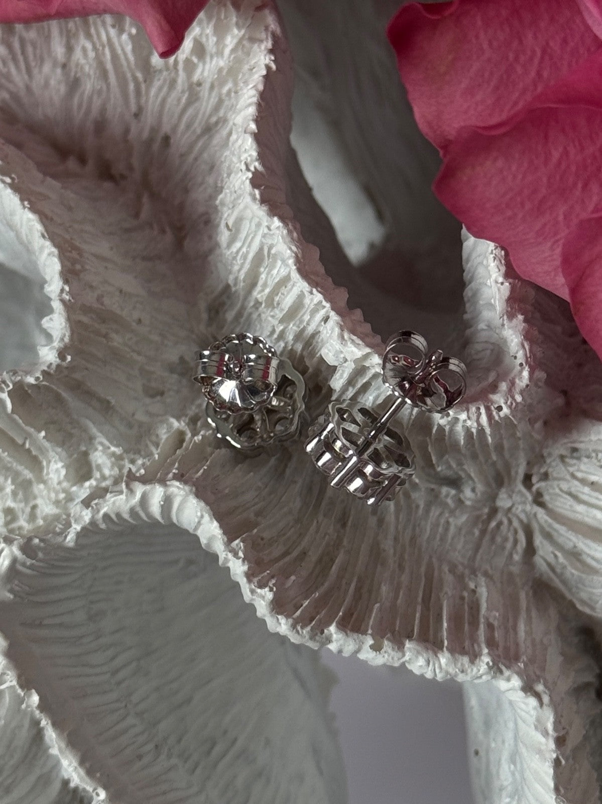 14K White Gold Diamond 2.08 TCW Flower Earrings