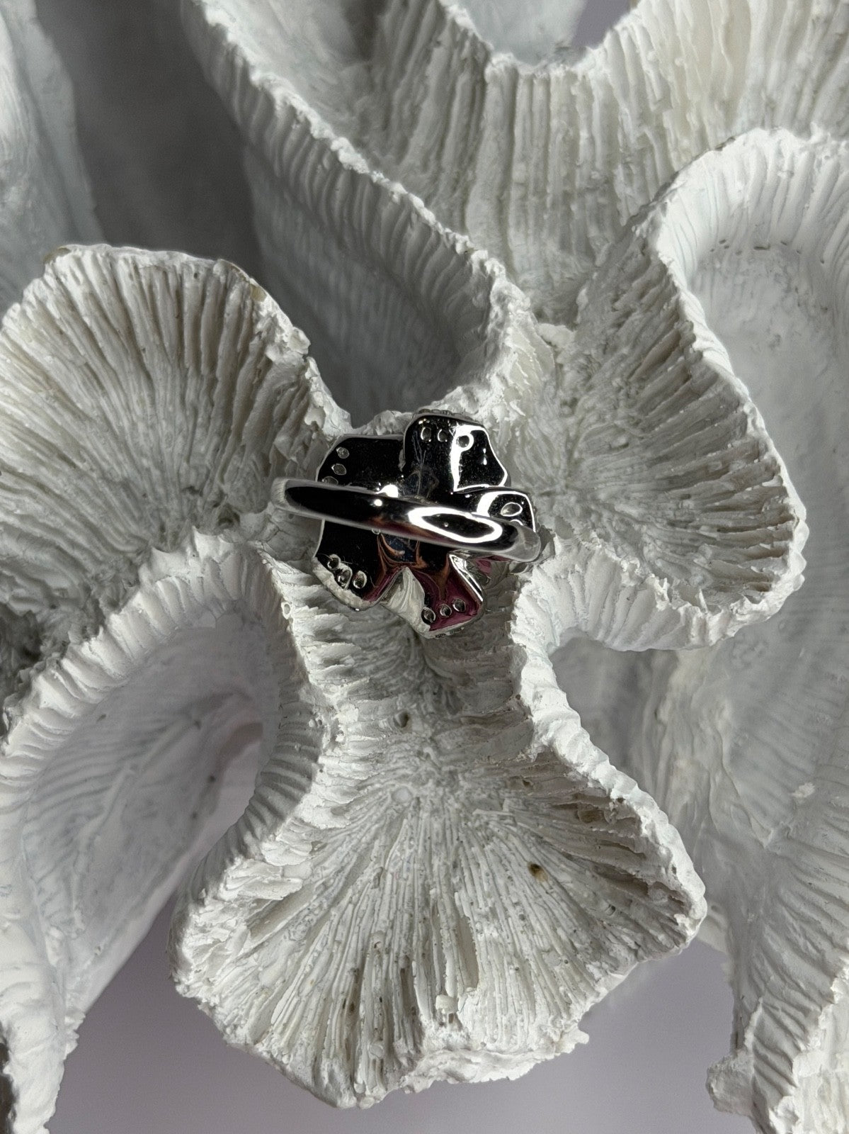 925 Sterling Silver Flower Cz Ring Size 7