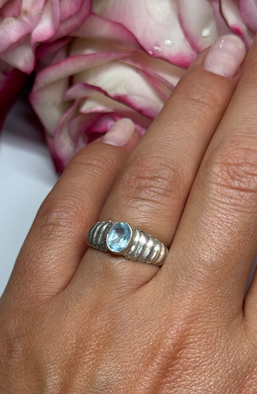 925 Sterling Silver Topaz Ring Size 6