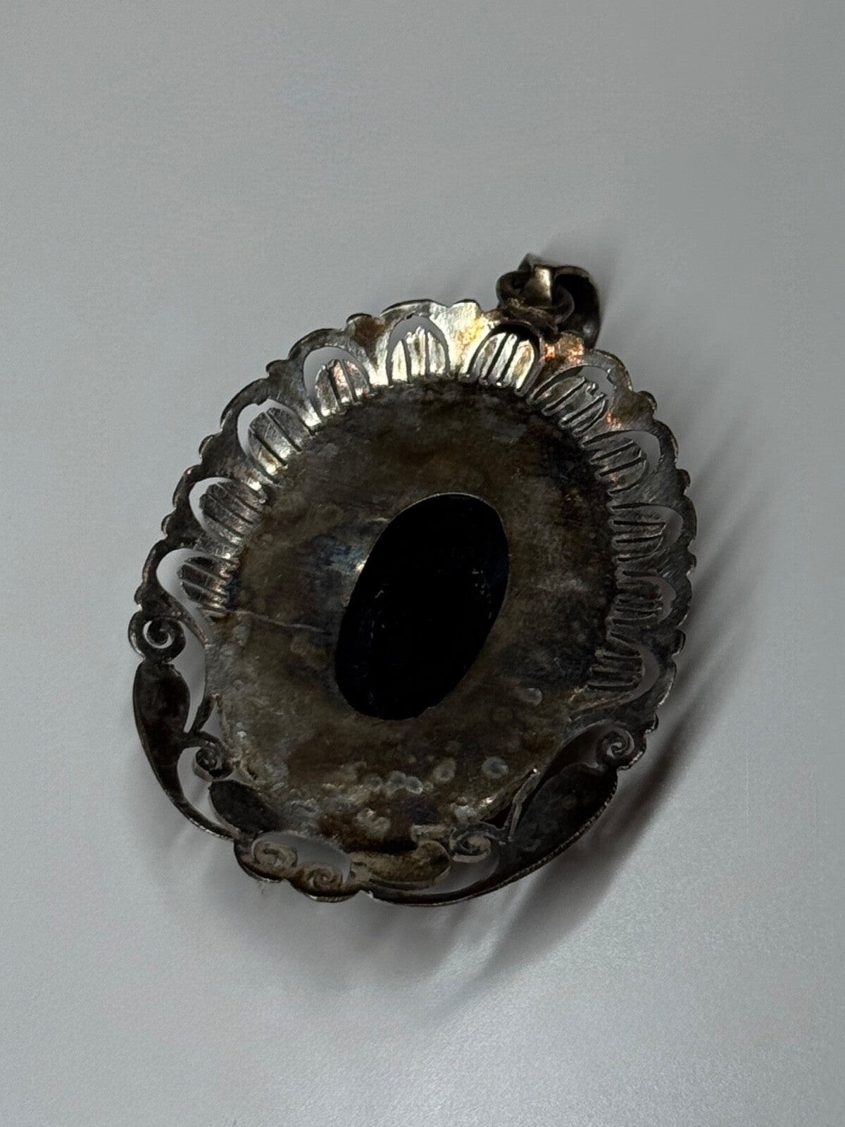Vintage 925 Sterling Silver Black Onyx Pendant Length 2 Inch