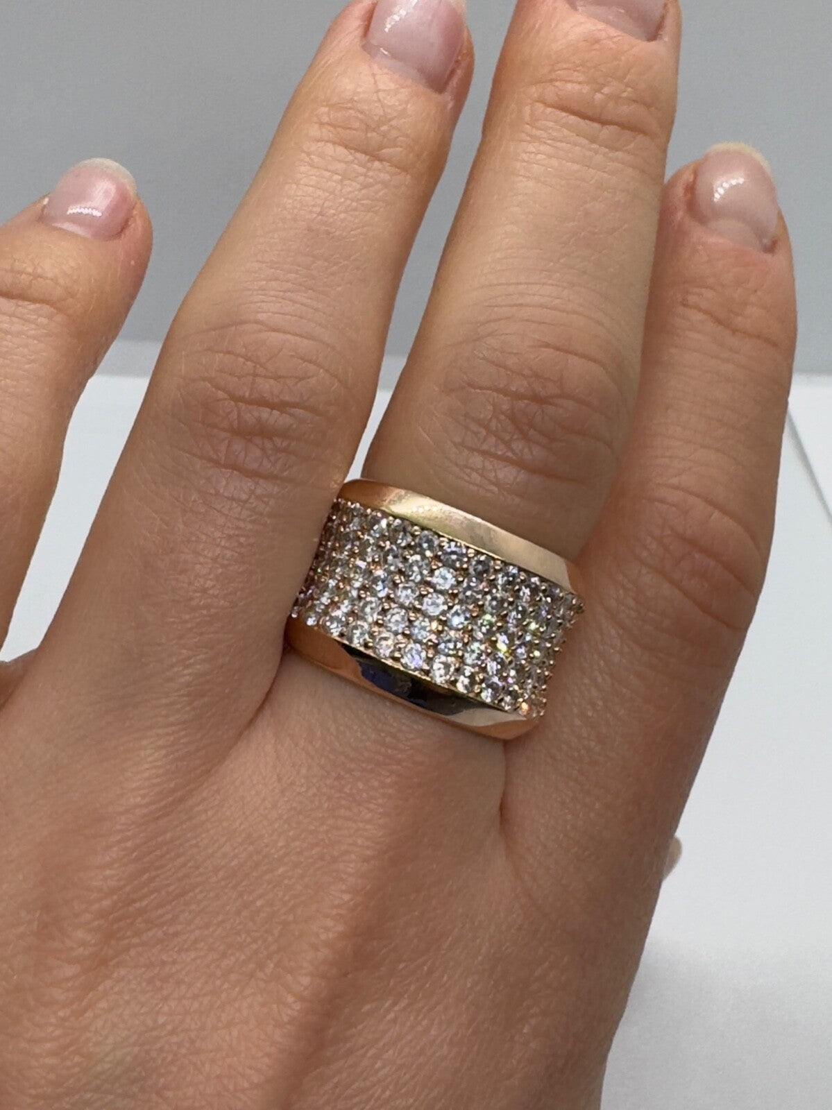 925 Sterling Silver Gold Plated & CZ Ring Size 7