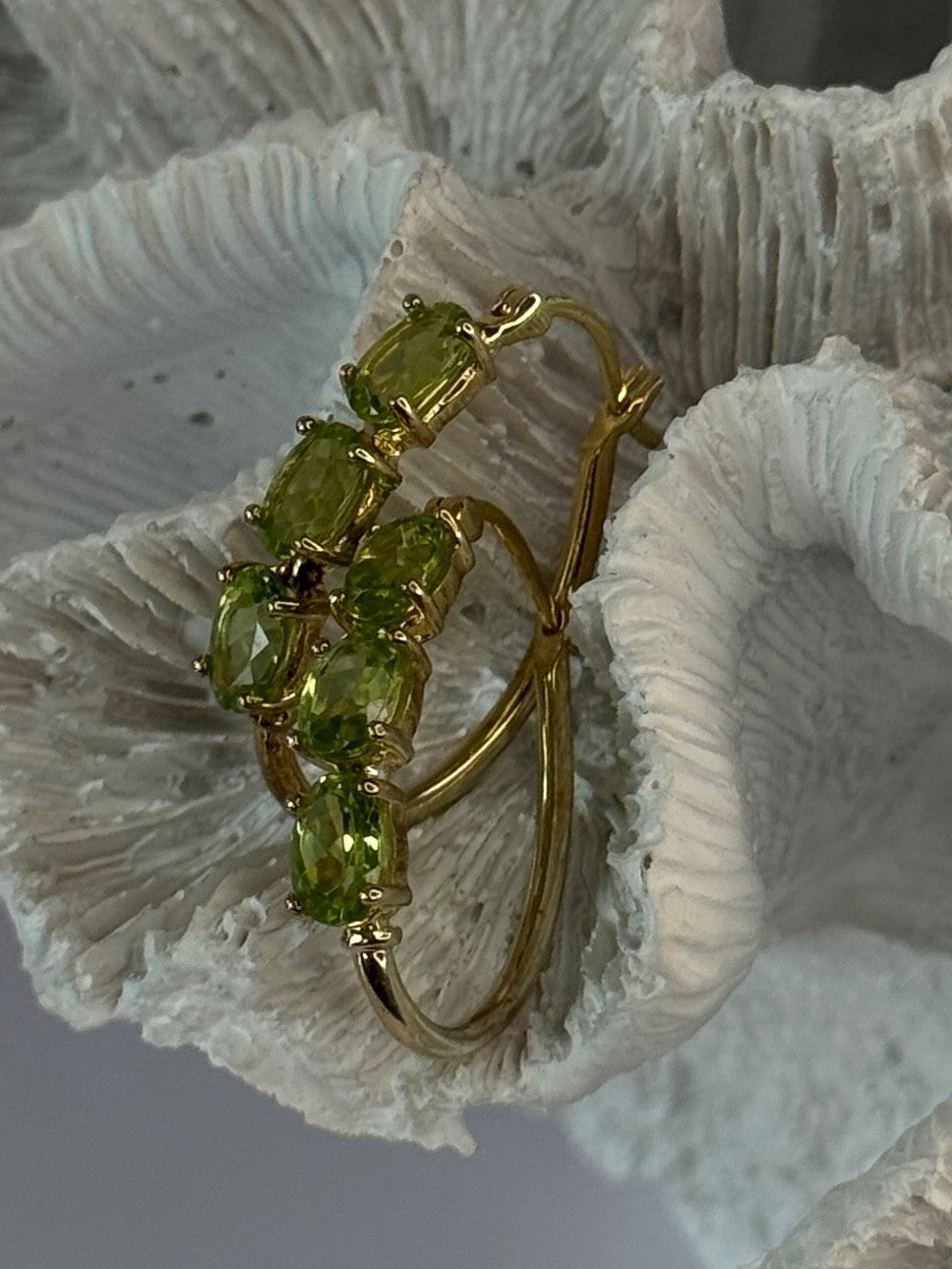 925 Sterling Silver Gold Plated Peridot Earrings Length 1.10 Inch