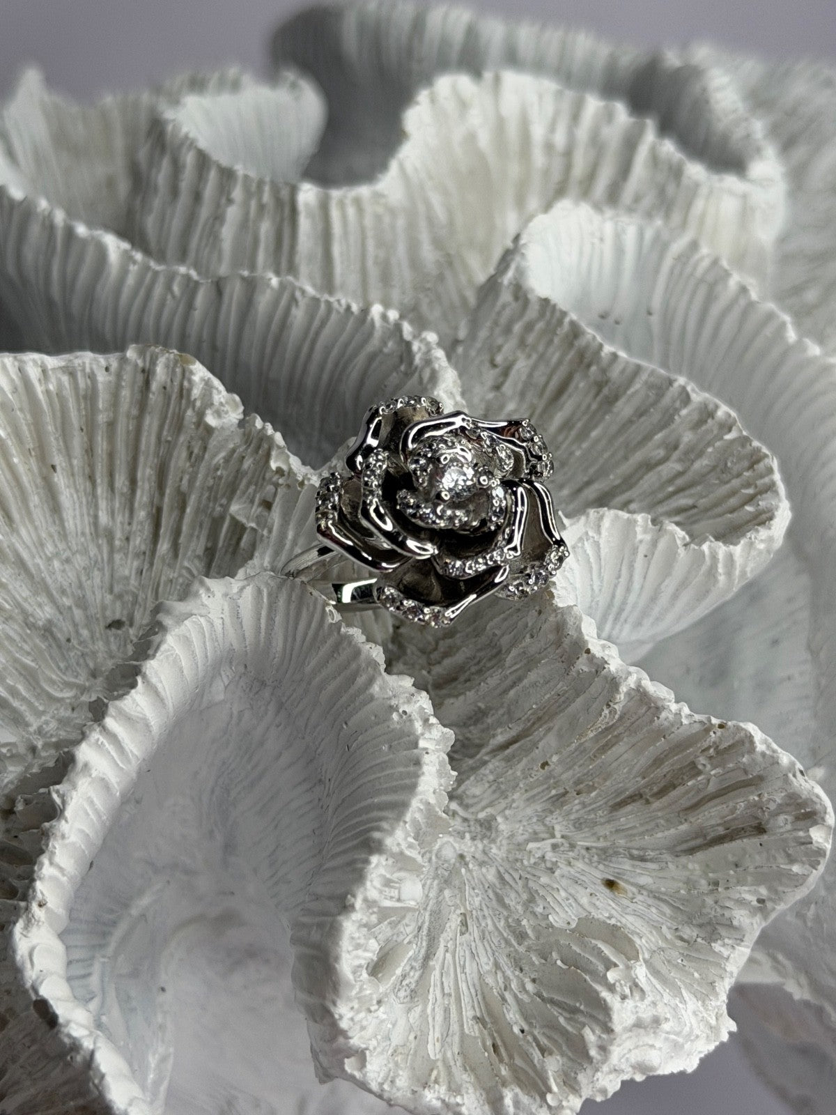 925 Sterling Silver Flower Cz Ring Size 7
