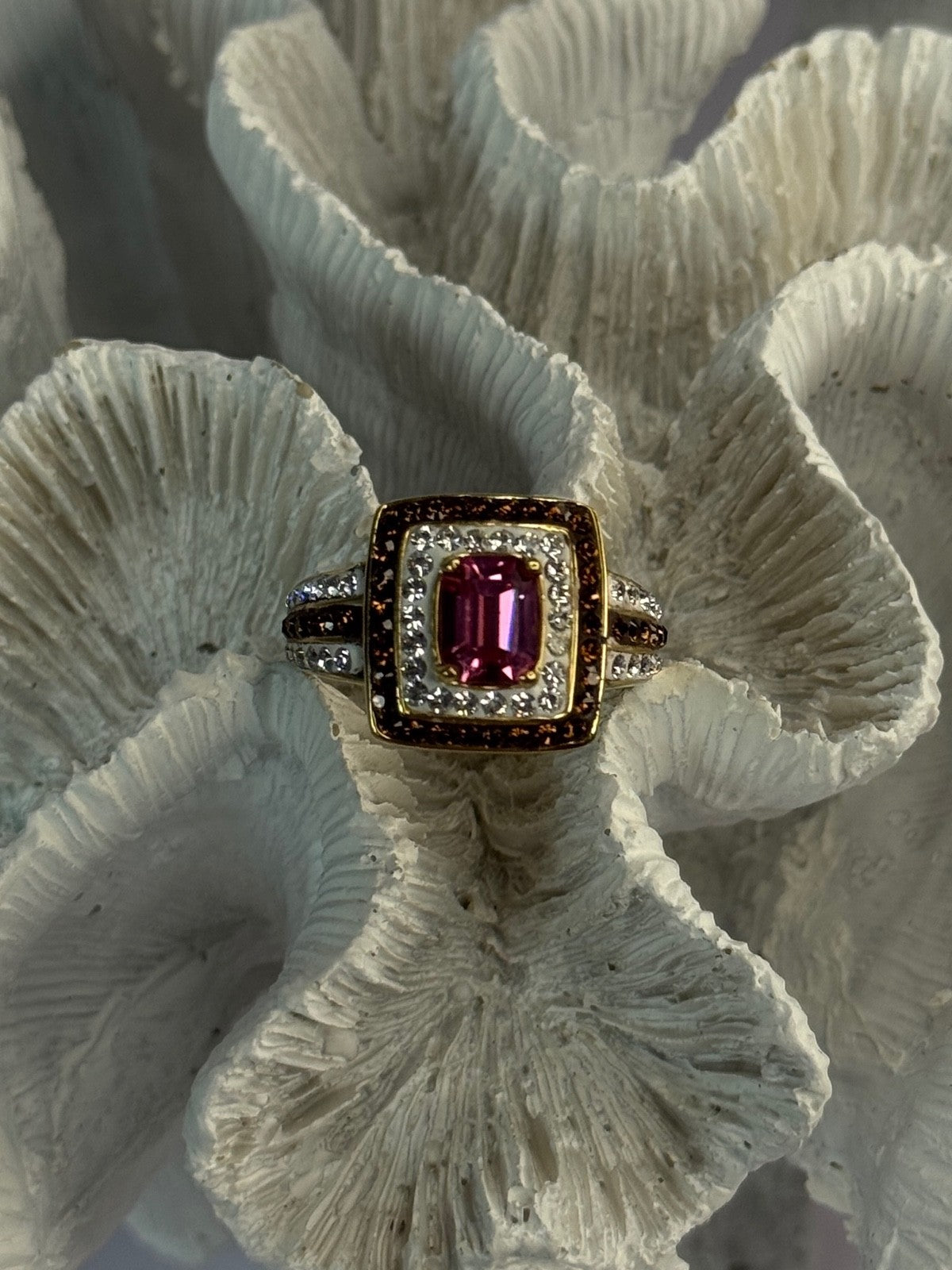 Seta 925 Sterling Silver Gold Plated Spinel Ring Size 10