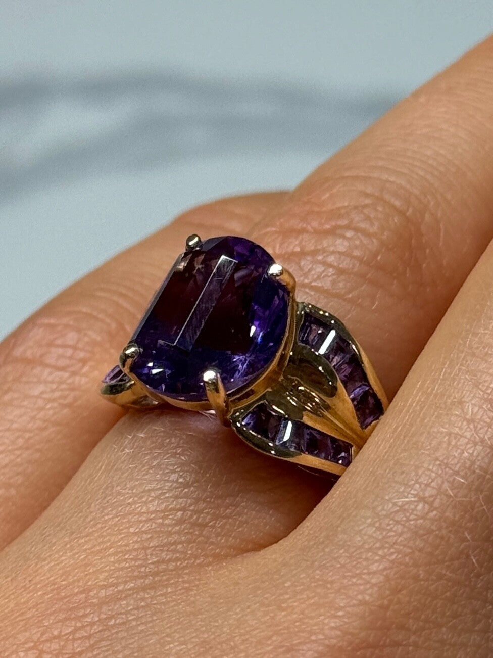 10K Yellow Gold Amethyst Ring Size 7