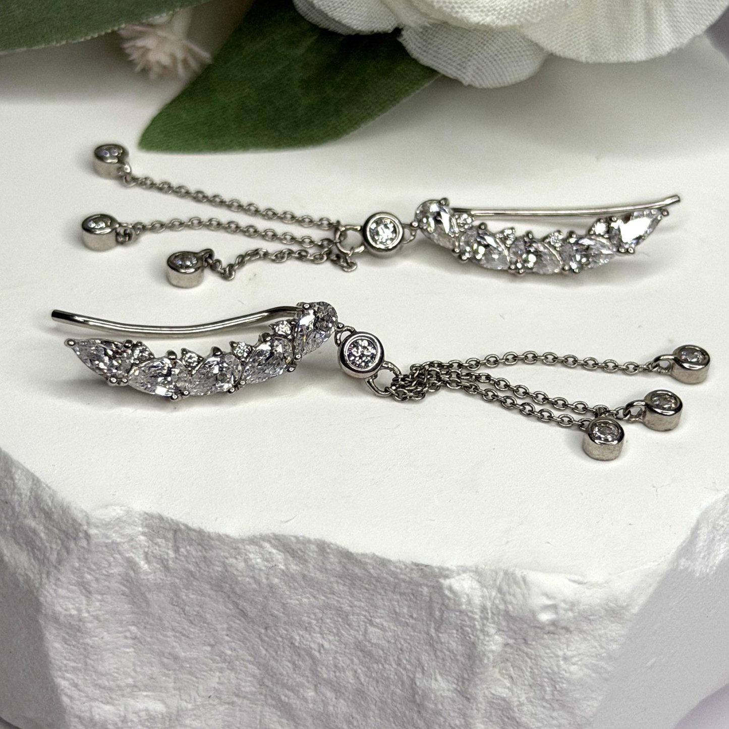 Ear Climbers Ear Crawlers 925 Sterling Silver Cz Earrings