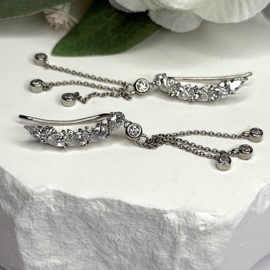 Ear Climbers Ear Crawlers 925 Sterling Silver Cz Earrings