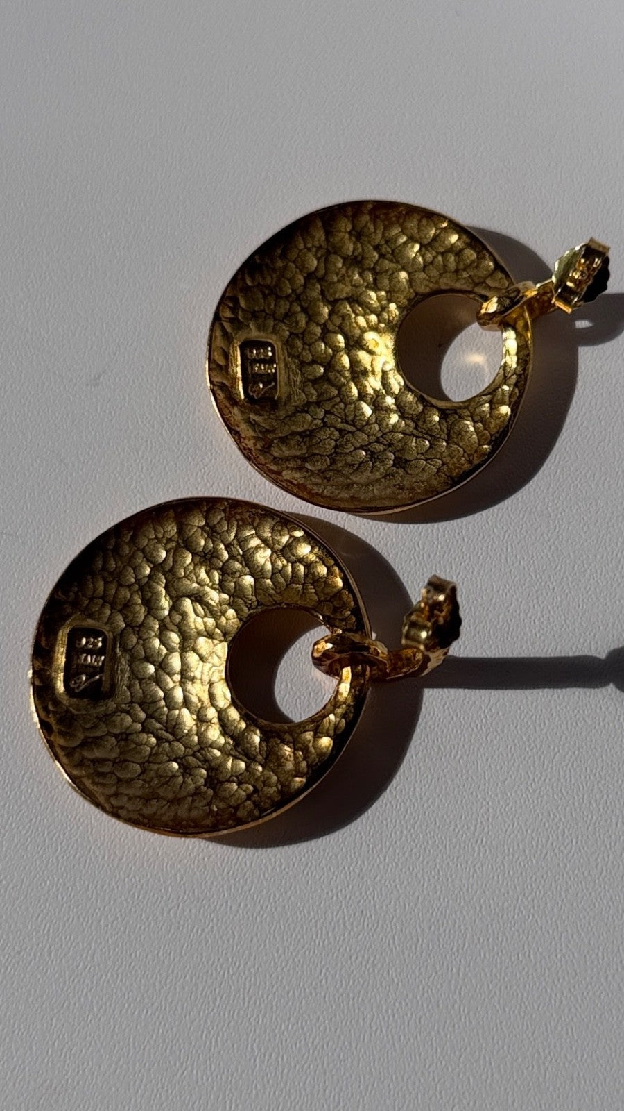 Italy 925 Sterling Silver Gold Plated Earrings Length 1.50 Inch