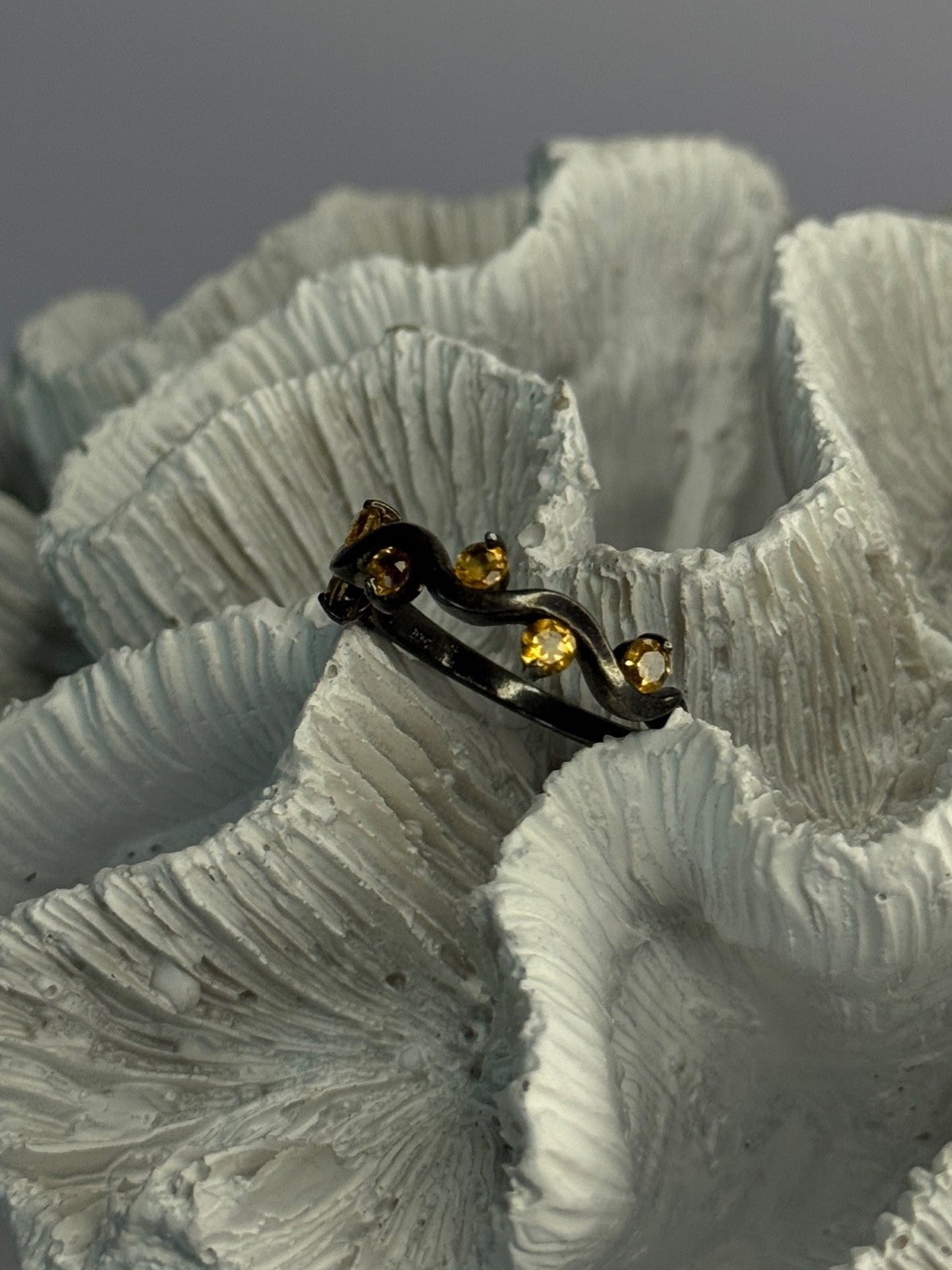 925 Sterling Silver Citrine Ring Size 9.5