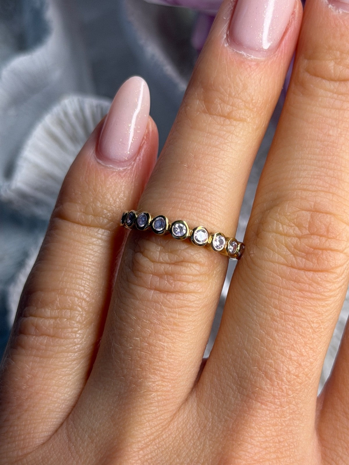 925 Sterling Silver Gold Plated Morganite Ring Size 6