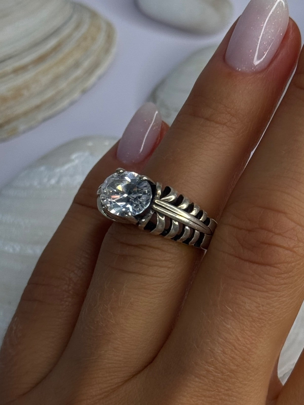 Kabana 925 Sterling Silver Cz Ring Size 6
