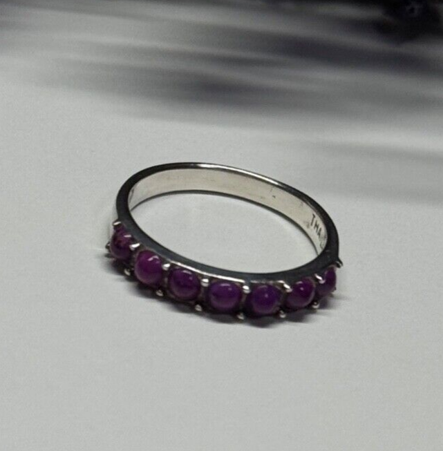 925 Sterling Silver Purple Agate Ring Size 6