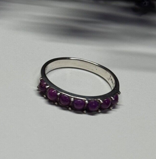 925 Sterling Silver Purple Agate Ring Size 6
