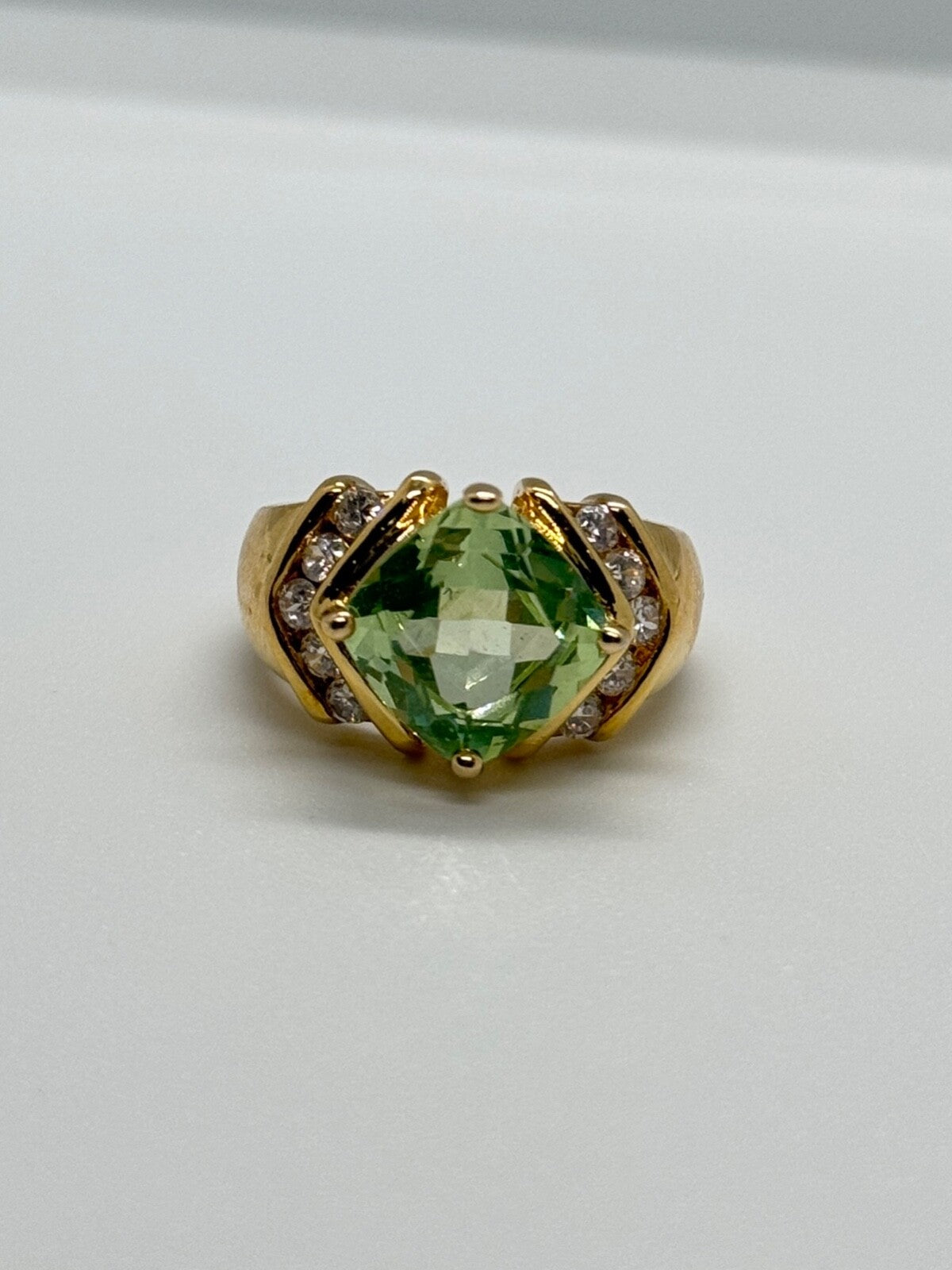 925 Sterling Silver Gold Plated CZ Ring Size 6